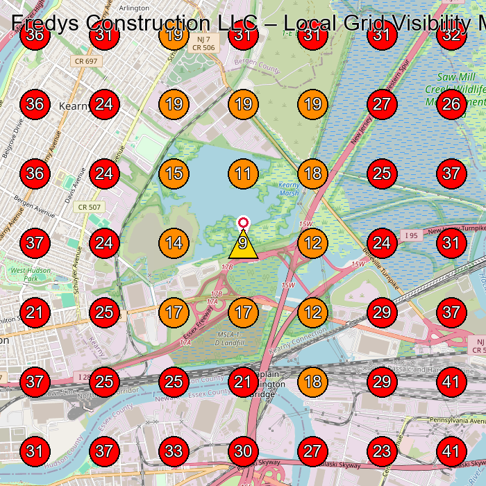 Fredys Construction LLC GeoGrid visibility map for Concrete Contractor in Kearny